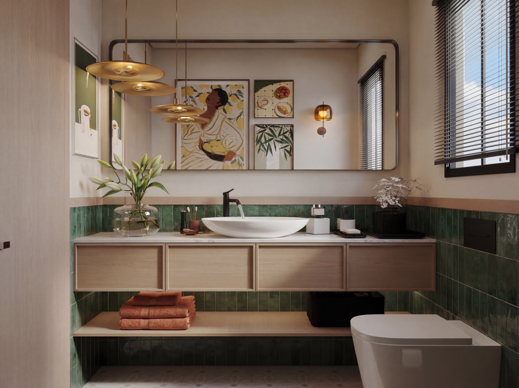 Modern bathroom sink with sleek fixtures and refined contemporary styling