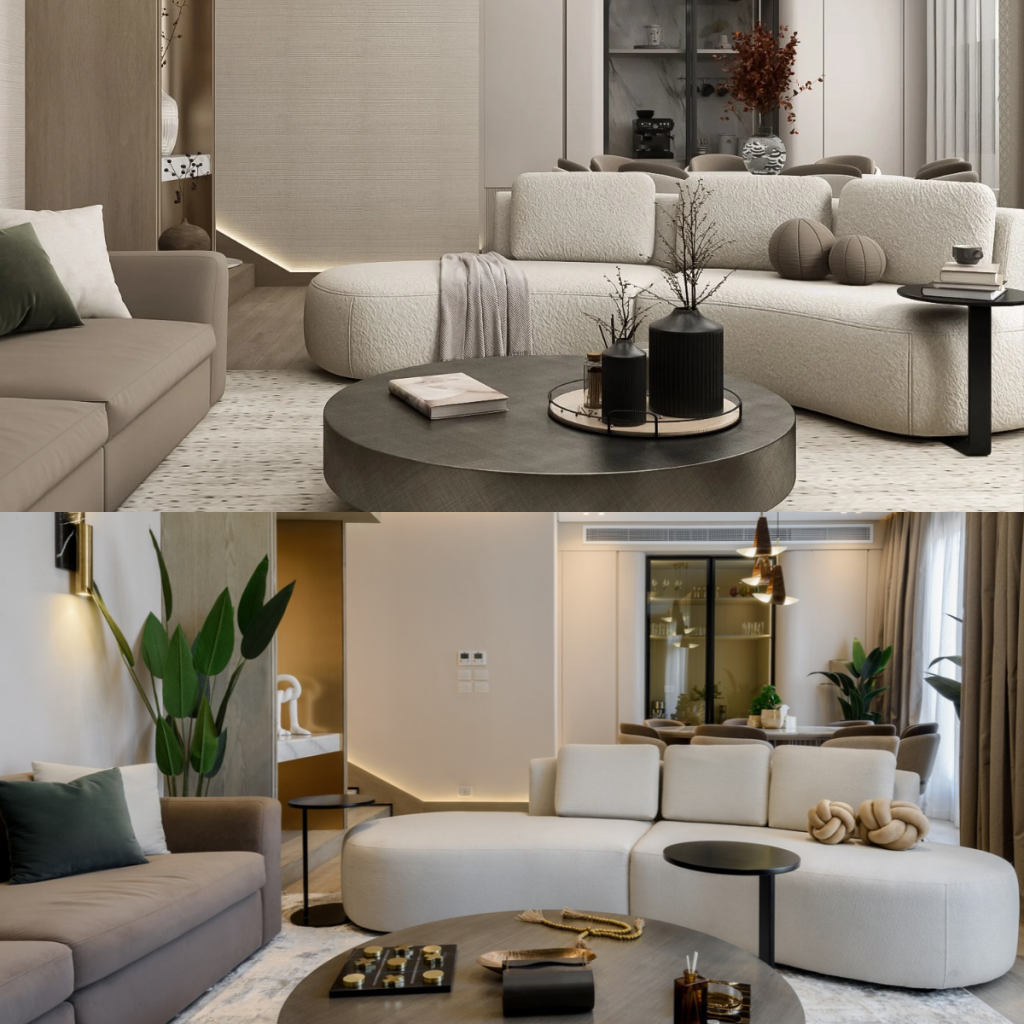 Interior design and construction project with custom-made furniture
